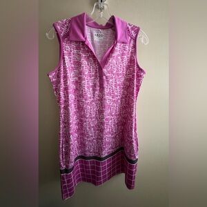 NWOT IZOD  Golf Pink Paisley and Plaid Trim Golf Dress Sz M With Pockets